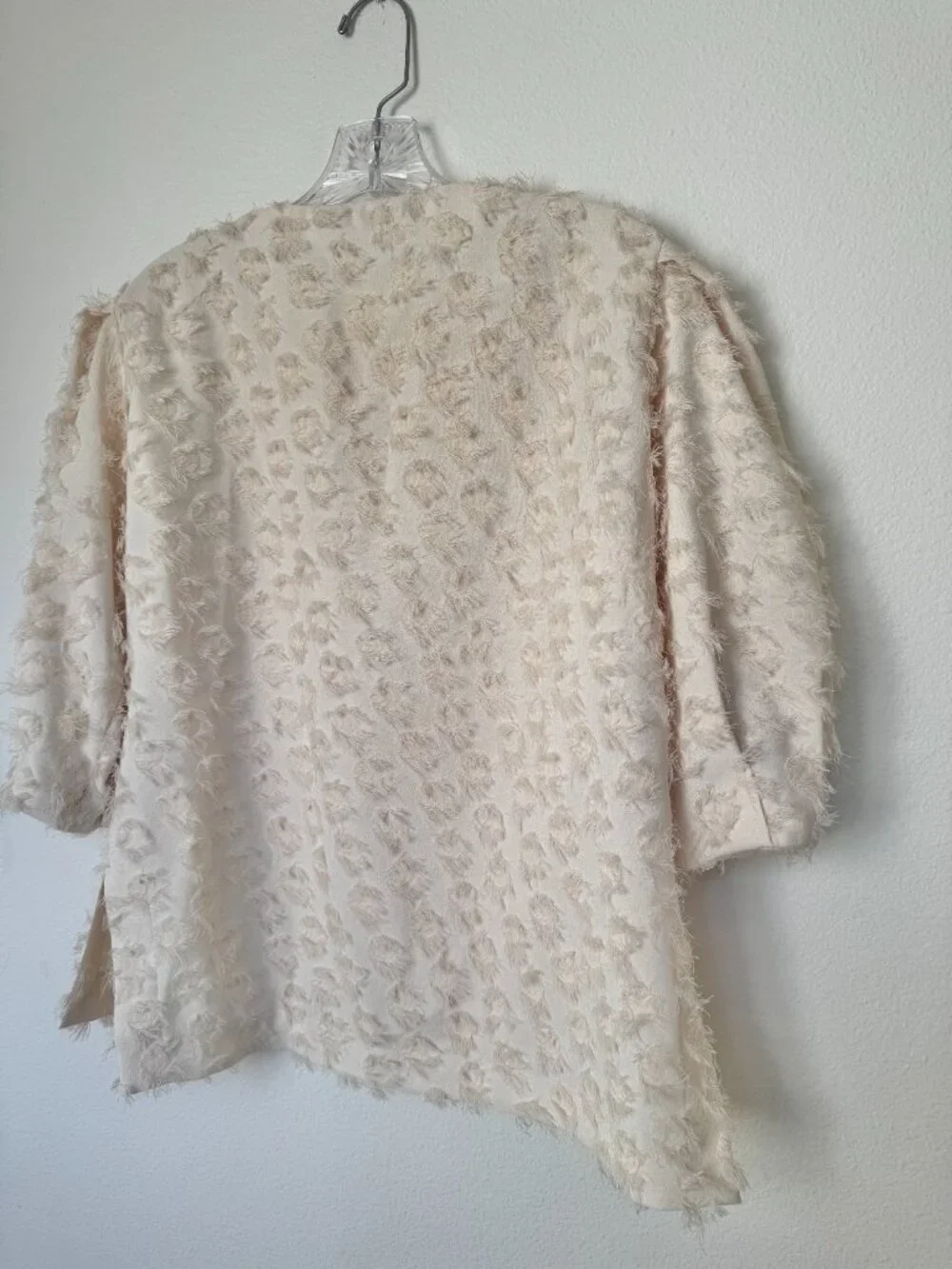 Zara Cream Jacquard Fringed Top Size M